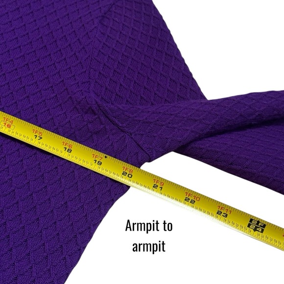 Land's End Purple Raised Diamond Cardigan Sweater Cozy Preppy Grannycore LP - Picture 9 of 10